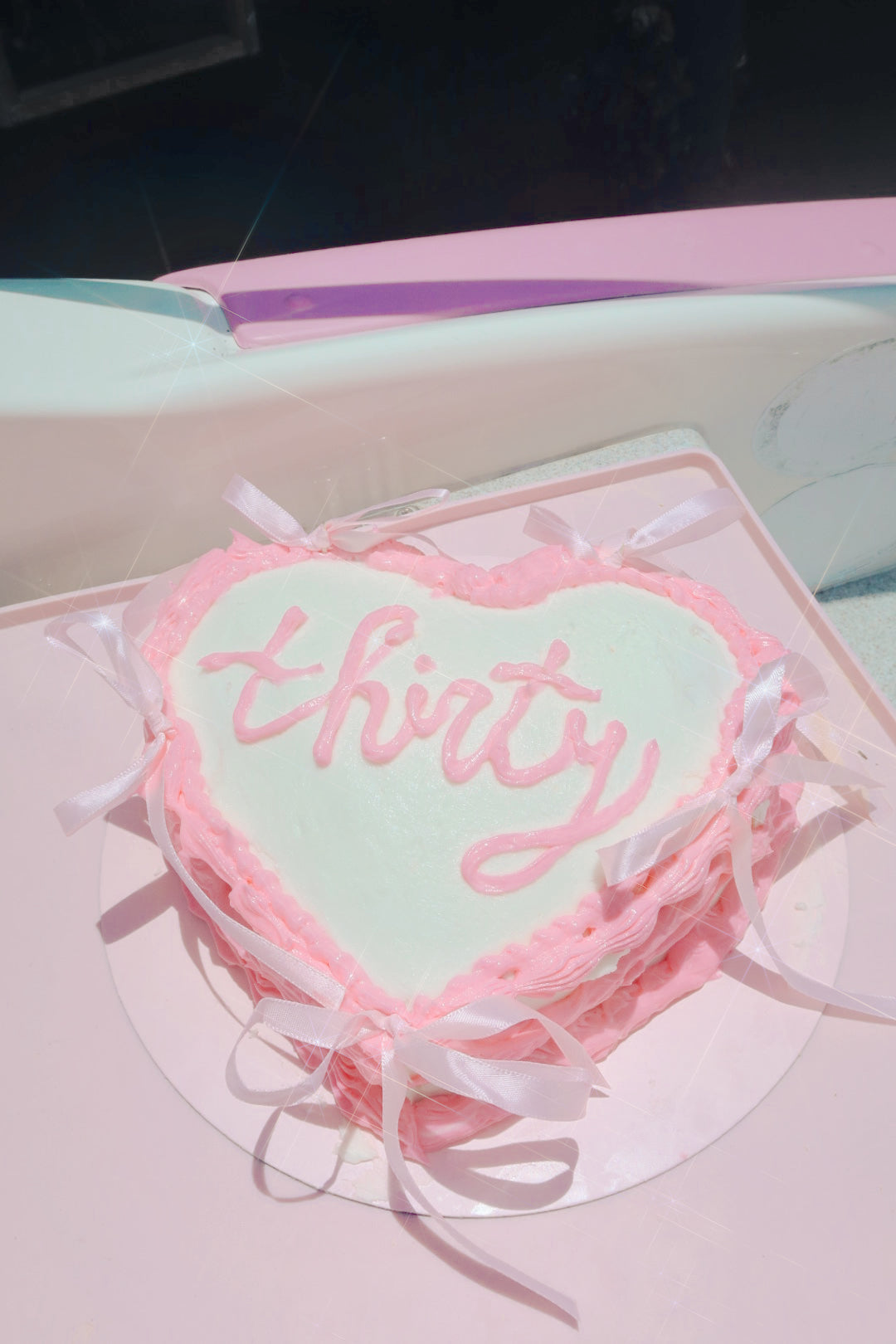 Pink Bow Heart Cake